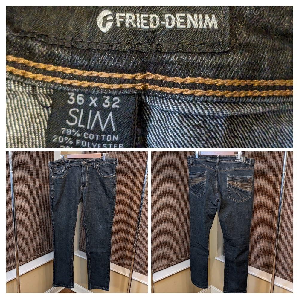 Fried Denim - 36X32 Slim - Black Denim Jeans